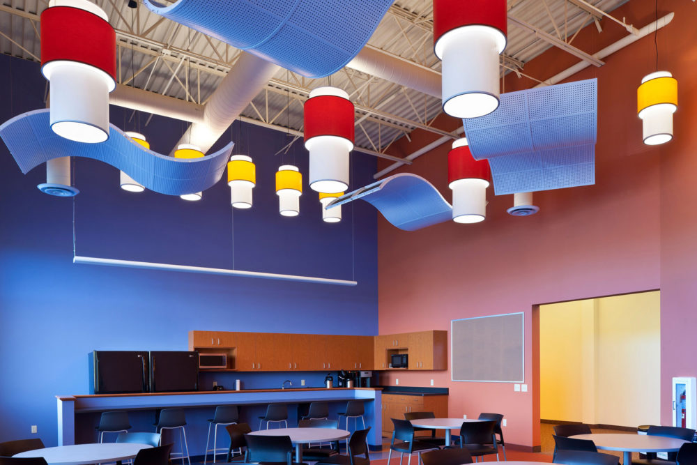 Lumetta Drums pendant lighting in red, blue and yellow